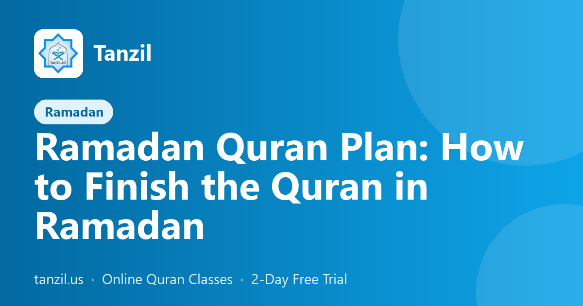 Ramadan Quran Plan: How to Finish the Quran in Ramadan